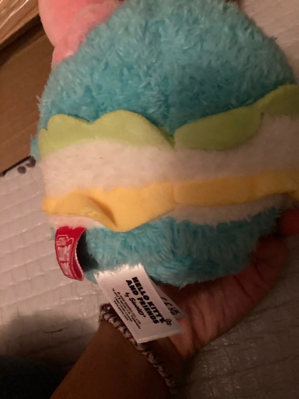 Blue Plush Chick with Pink Hat and Red Bow by